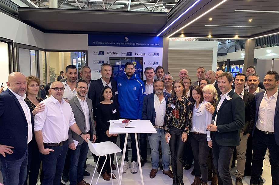 Nikola KARABATIC sur le stand Profils Systèmes Batimat 2019